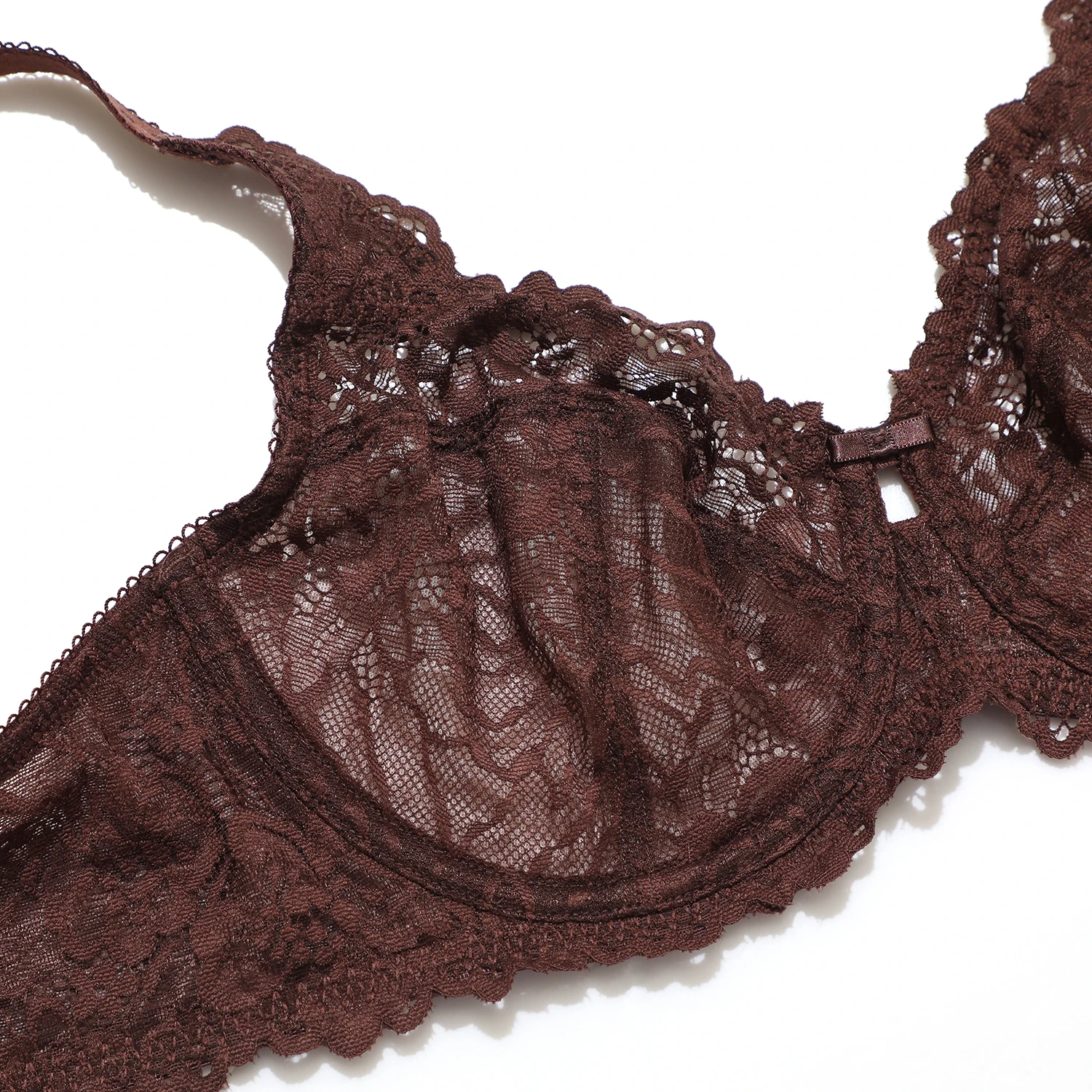 DELIMIRA-Soutien-gorge à armatures en dentelle pour femme, minimiseur sexy, couverture complète, sans doublure, maille transparente, grande taille, E, F, G