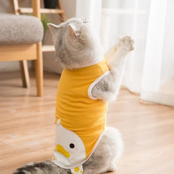 Cartoon Animal Cat Clothes Spring And Summer Thin Kitten Vest Anti Hair Loss Short Pet Sleeveless.jpg