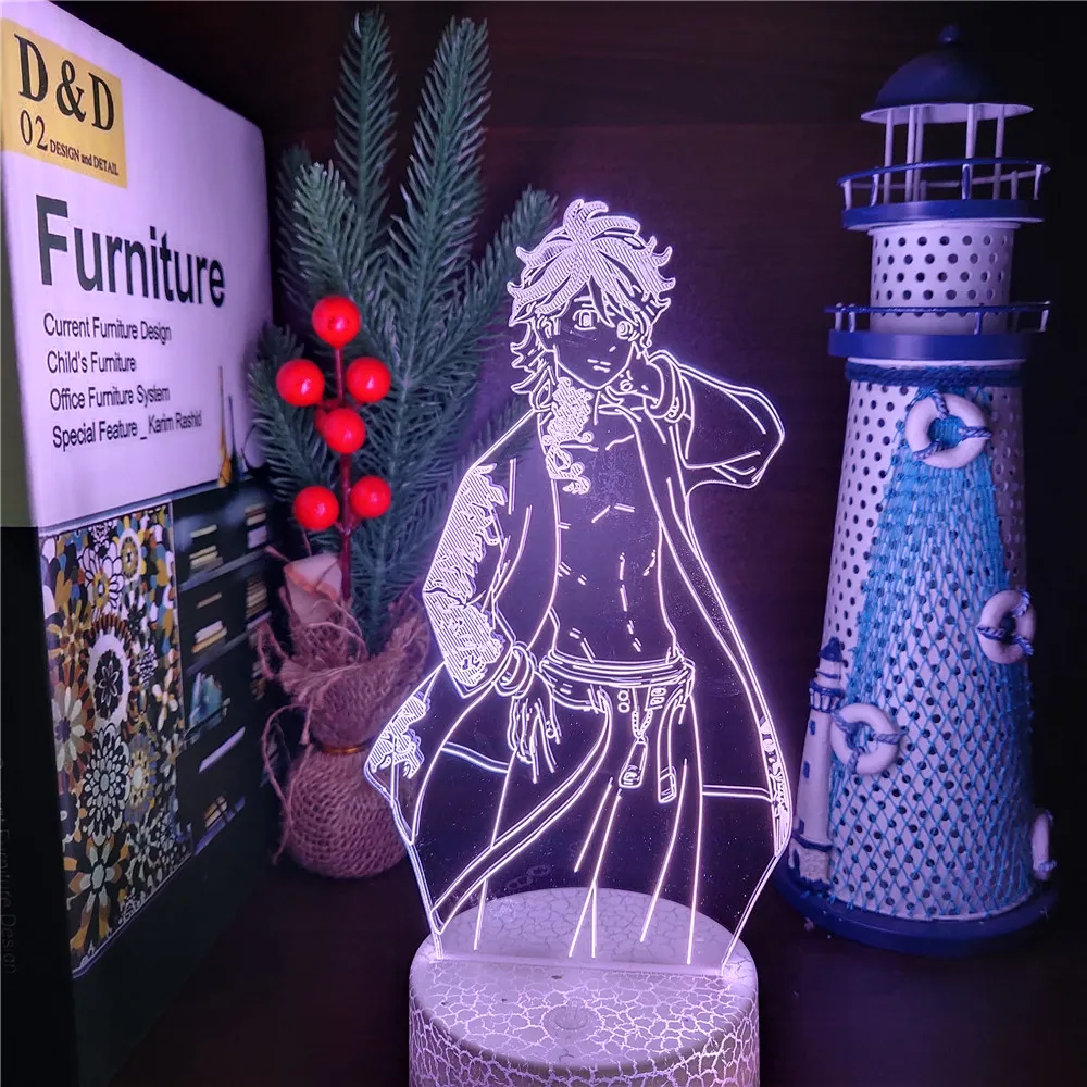 dinosaur night light Anime Tokyo Revengers  3D Lamp Kazutora Hanemiya Figure Led Night Light Colorful Lampara For Kids Bedroom Table Decor Manga Gift wall night light