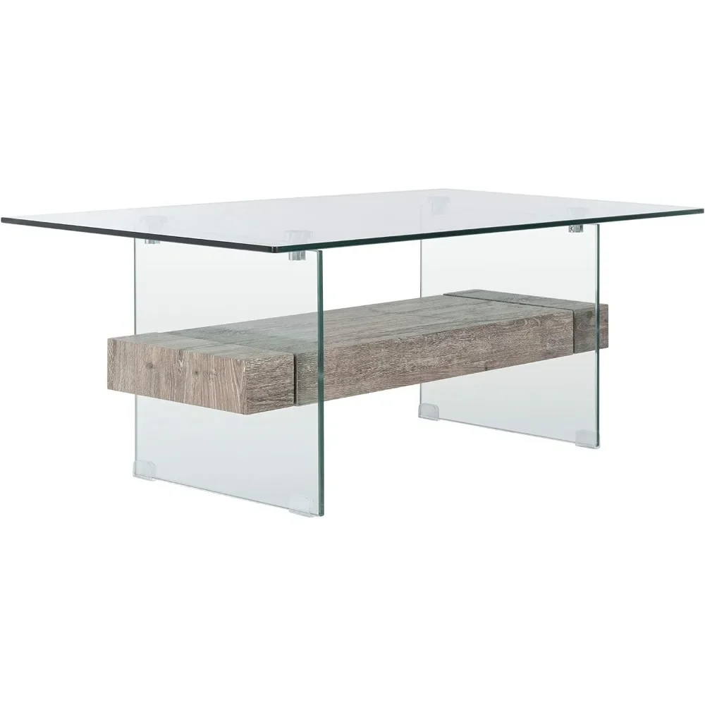 Safavieh Home Kayley Grey Oak and Glass Coffee Table 4