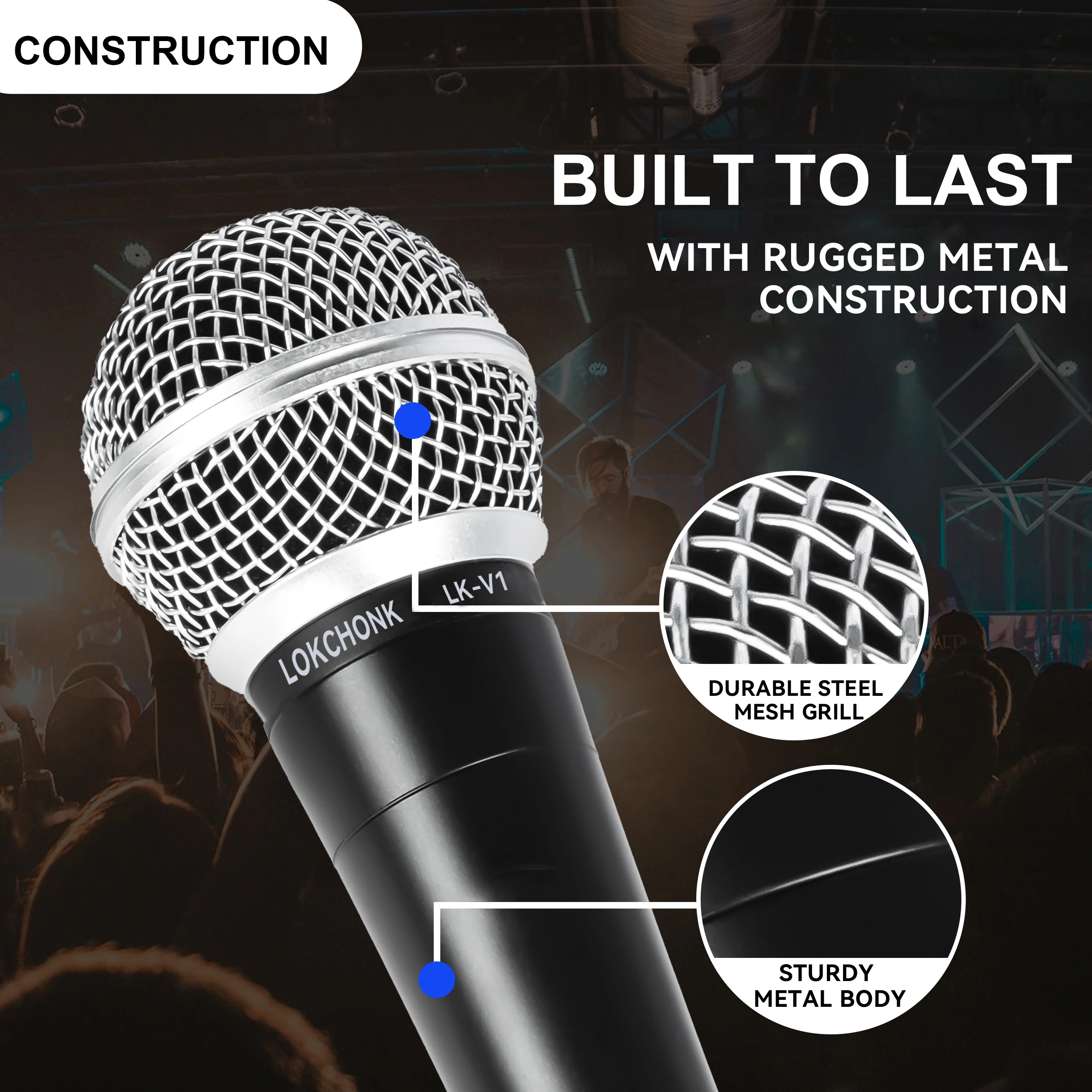 Lokchonk Dynamic Cardioid Vocal Microphone for Singing, Stage, Studio, and Karaoke
