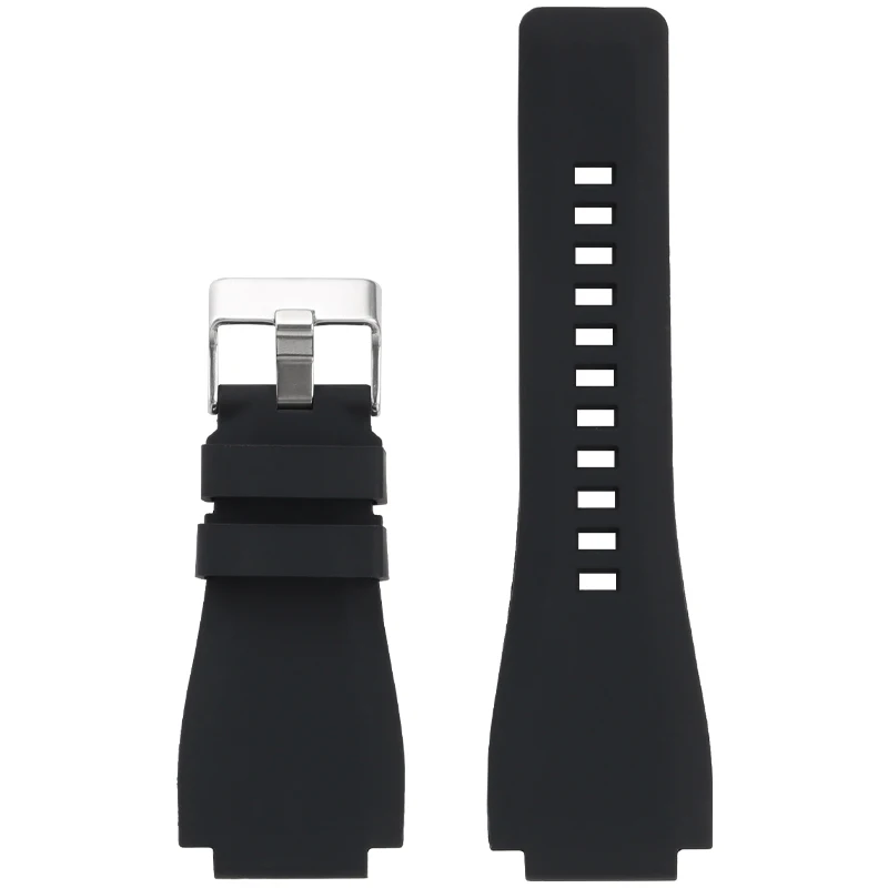 Exquisite Silicone Watchband - Soft, Waterproof & Breathable - 24mm Black