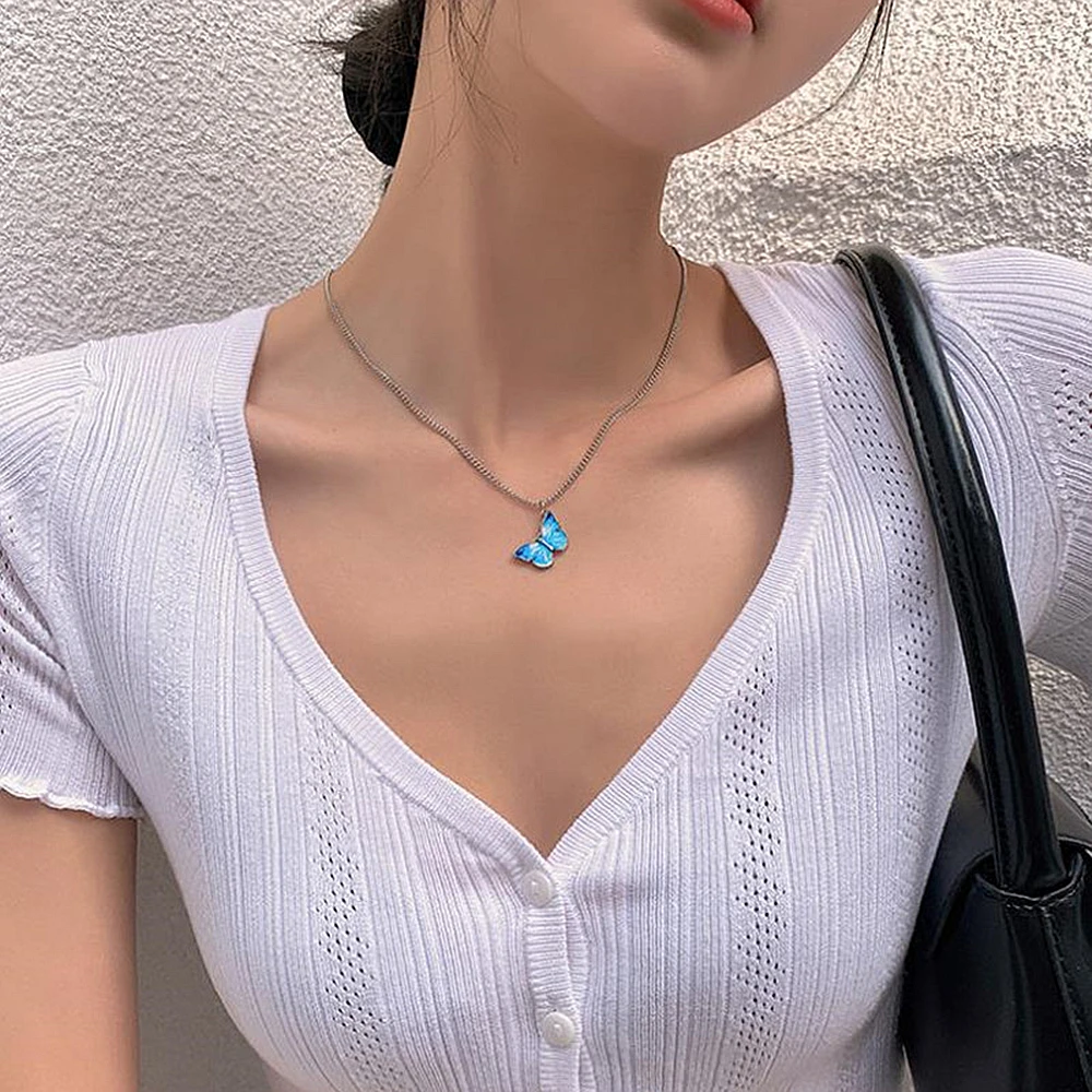 Cute Butterfly Necklaces For Women Bohemia Jewellery Rose Gold Color Pendant  Choker Chains Wedding Jewelry Wholesale Gift Kbn329 - Dangle Earrings -  AliExpress
