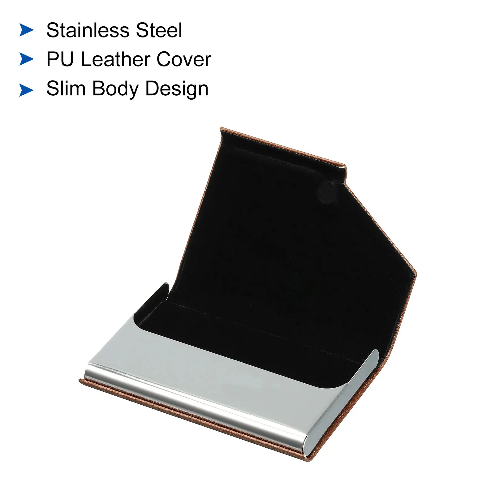 2Pcs Business Card Holder PU Leather Flip Slim Name Cards Protector Case for Women Men Fashion Business ID Credit Card Holder 4