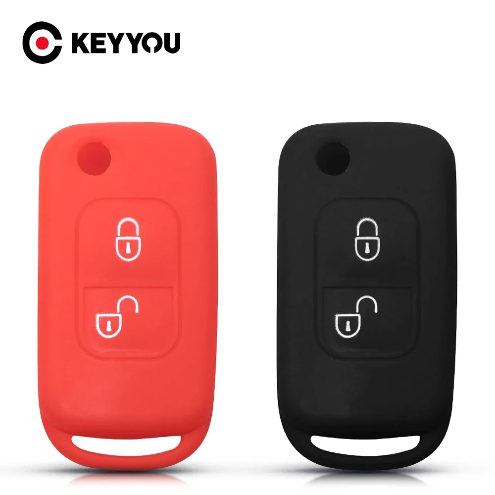 

KEYYOU For Mercedes SLK E113 A C E S W168 W202 W203 A C Class 2 Button Remote Folding Key Cover Case Fob Shell Holder Silicone
