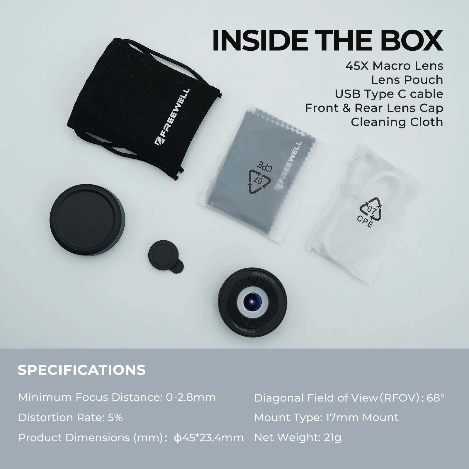 45x Macro Lens compatible 17mm Mount Phone Case Camera Accessories High-Magnific