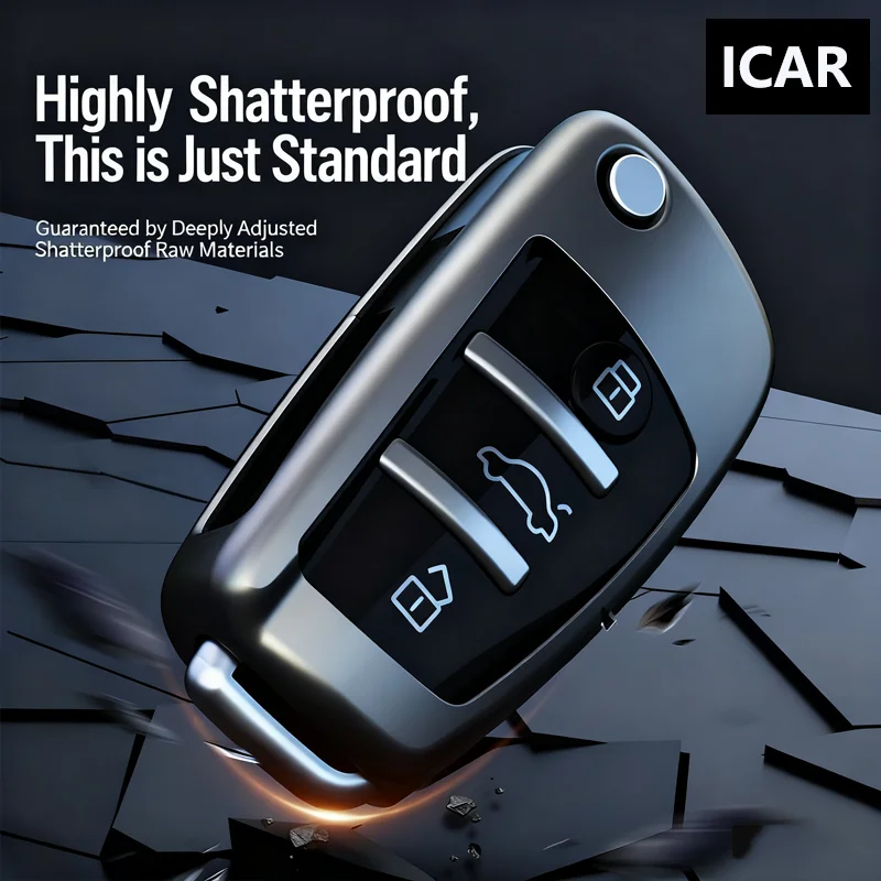 Titanium Gray Flip Car Key Case Cover Accessory