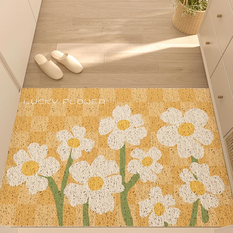 Flower Print Pvc Mat Carpet Living Room Indoor Outdoor Floor Entrance Mat  Custom Silk Loop Can Be Cut Foot Door Mat Carpet Rug - Mat - AliExpress