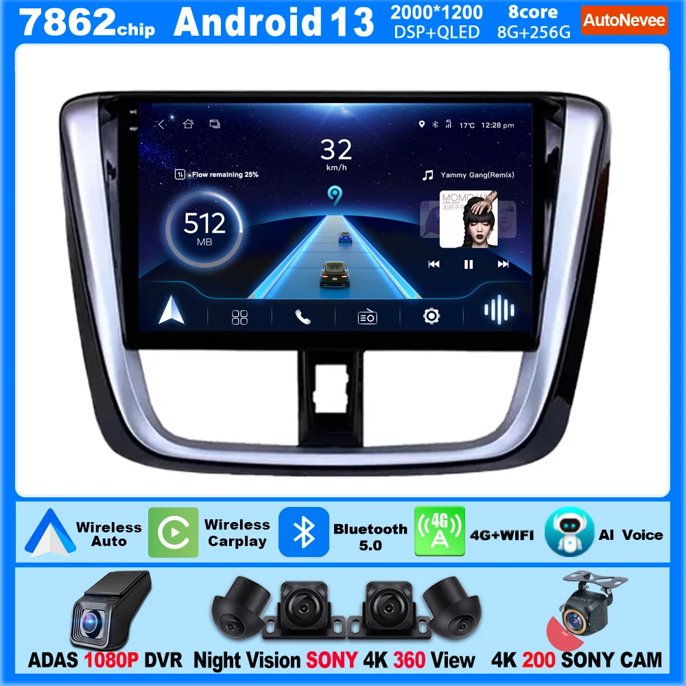 

Автомобильный радиоприемник Android для TOYOTA VIOS YARIS L 2016-2019, мультимедийный 10,1 дюймовый автомобильный беспроводной адаптер, фонарь с Wi-Fi