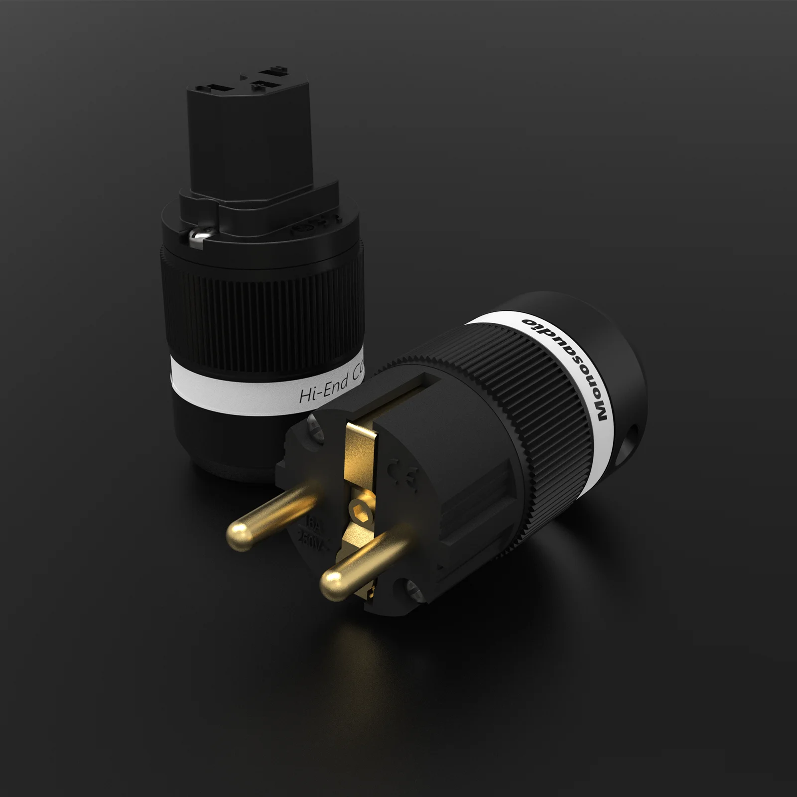 Monosaudio E100G/F100G 24K Vergoldeter Reinkupfer Hifi-Netzstecker Schuko-Stecker + IEC-Buchsenanschluss – Detail 4