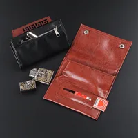 Pochette à tabac rétro en cuir PU, étui pour cigarettes, support de pointes en papier pour fumer, sacs portefeuille, outil de roulement 3