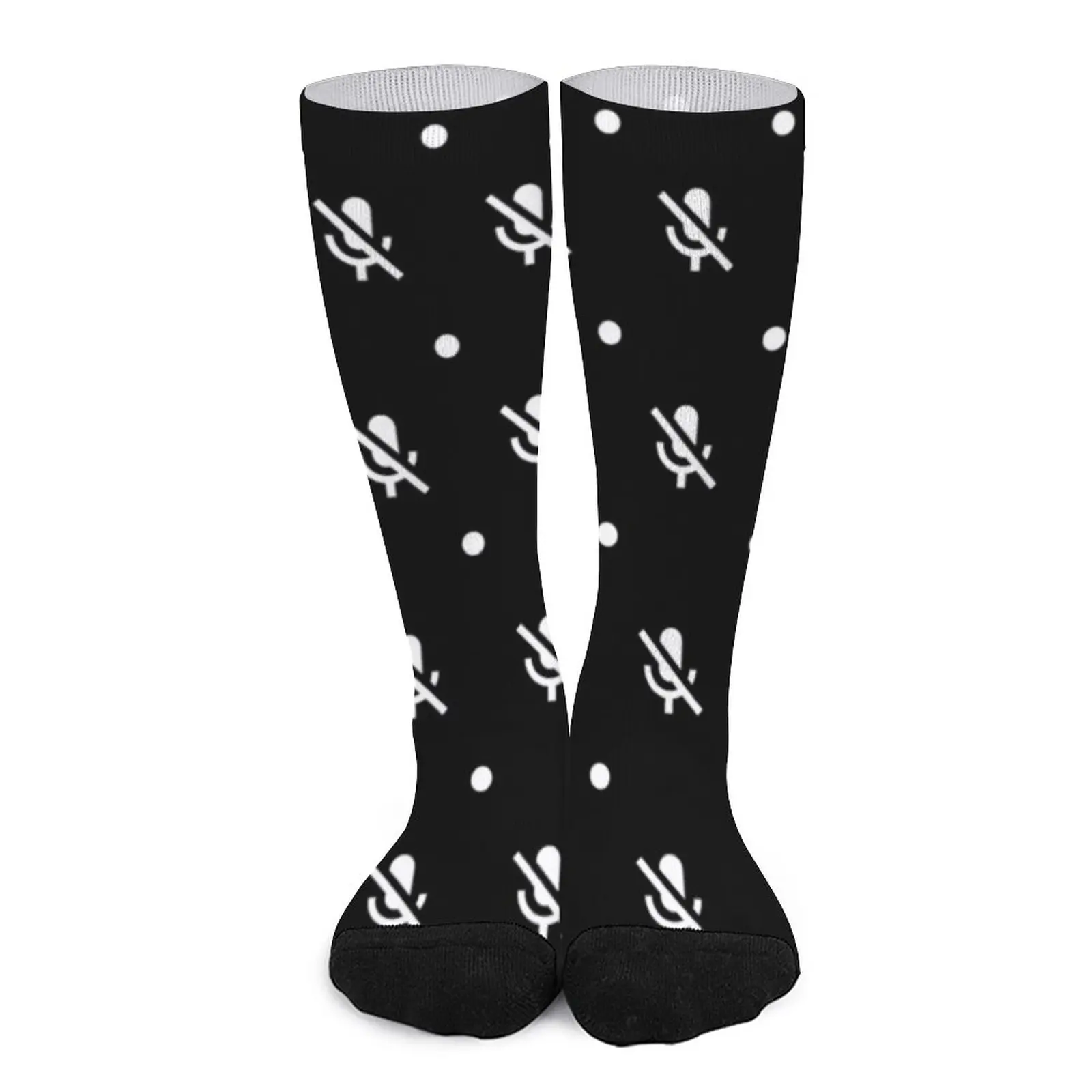 Mute Microphone Mic Pattern Socks compression socks men non-slip soccer stockings Male sock Run