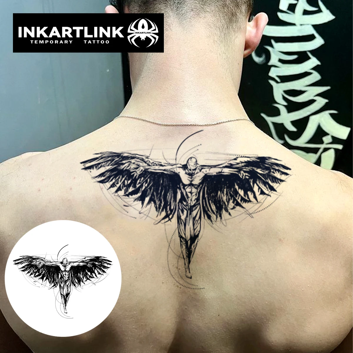 エンジェル一時的なタトゥーステッカー、防水マジックタトゥー、15日間
