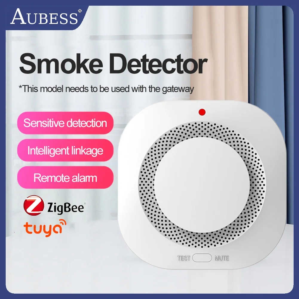 

Tuya Smart Zigbee Smoke Detector Smart Fire Alarm Home Security Protection Photoelectric Smoke Sensor Use With Tuya Zigbee Hub