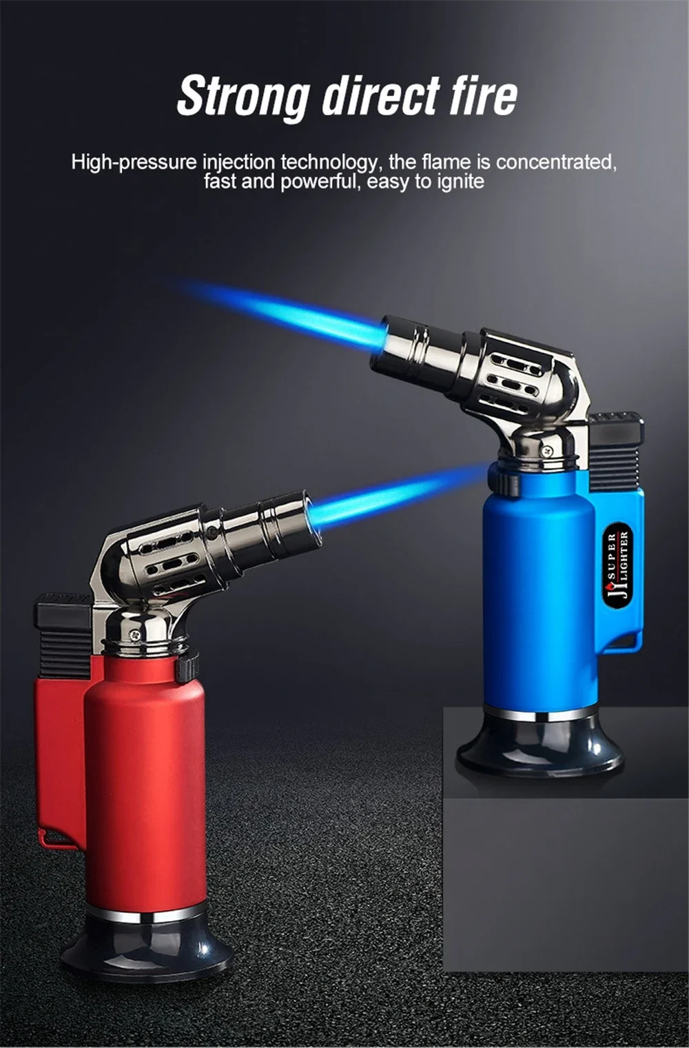 Description Picture 4 of itemMetal Jet Flame Gun Lighter, Windproof Turbo, Butane Gas Lighters, Welding Torch, Kitchen, BBQ, Cigar, Cigarettes Accessories