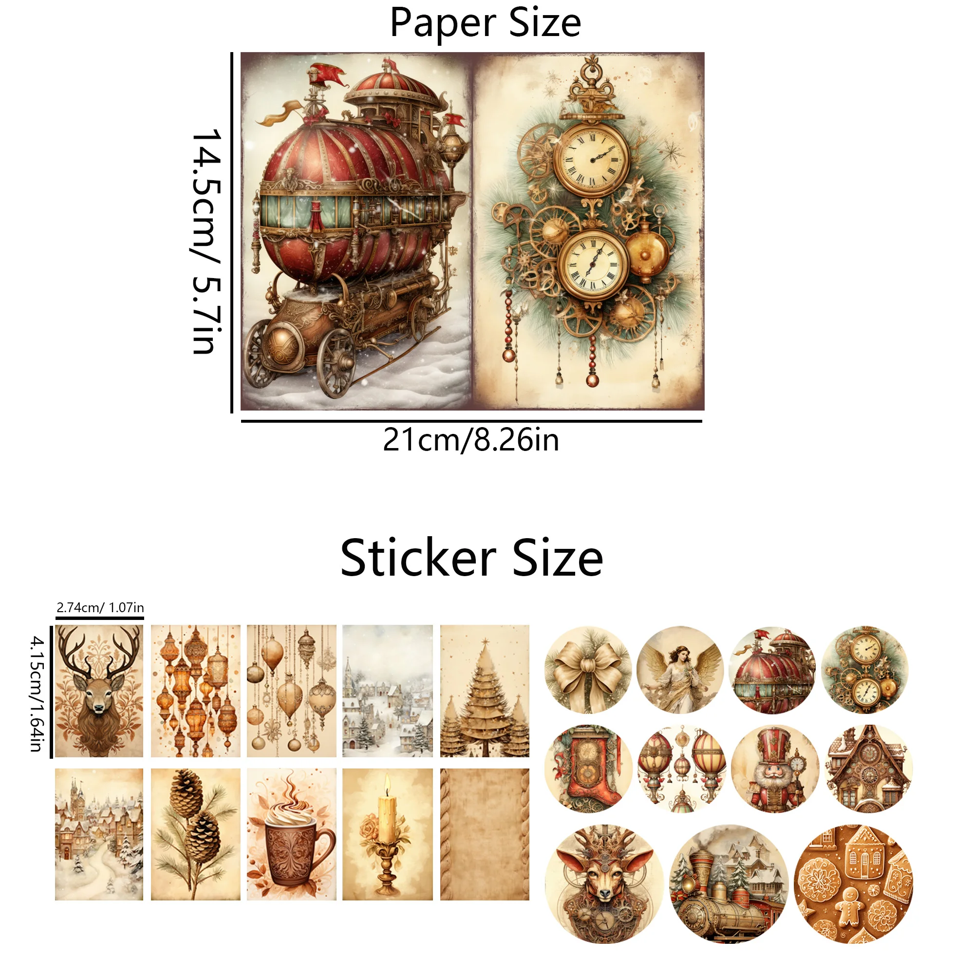 Stickers Scrapbooking Supplies Scrapbooking Paper 54pieces Vintage Mechanical Animal DIY Writable Background Paperpads With Sticker Arts Crafts Scrapbooking