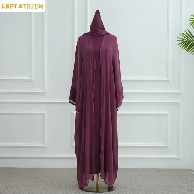 108818-0af9e4.jpg Kimono Cardigan pour Femmes Musulmanes, Robes Abaya Ouvertes Ornées de Diamants, Écharpe, Longue Robe, Robe de Dubaï, Robe Turque, Vêtements Islamiques, Marocain, Eid, Ramadan