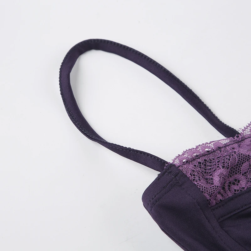 Lace Trim Bow Halter Rompers Women Sexy Hotsweet Fashion Patchwork Purple Bodysuit s Trendy New