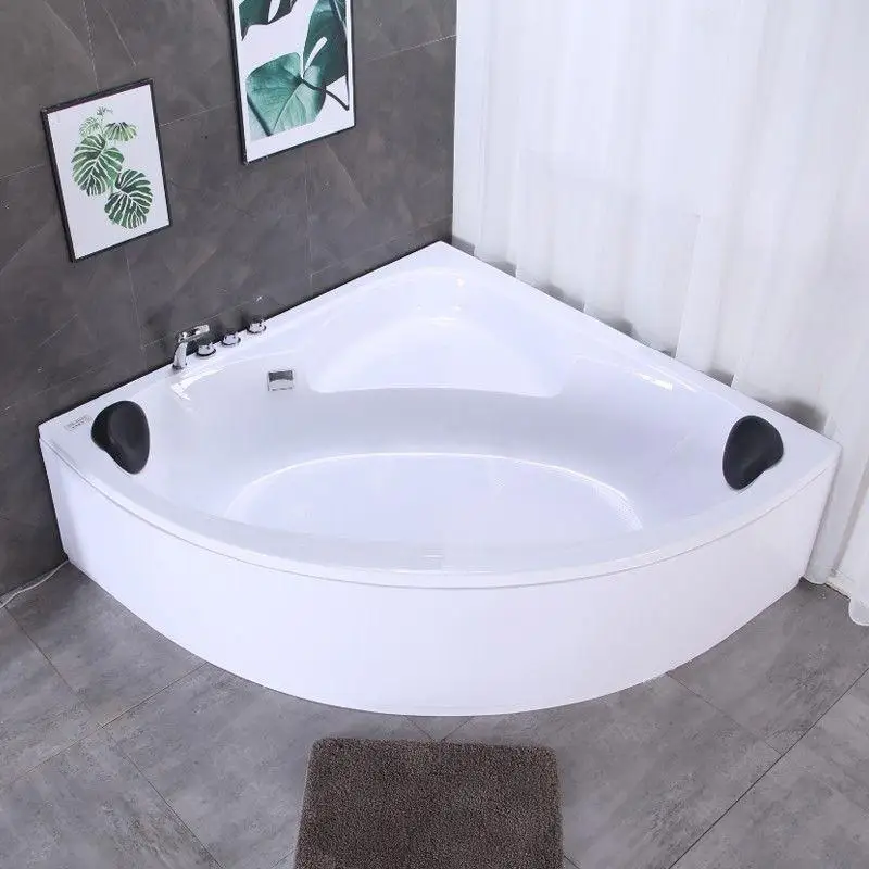 Triangular bathtub fan-shaped household shower head adult massage heating small apartment acrylic thermal insulation bathtub