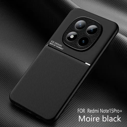Luxury Soft Leather Phone Case with Car Magnetic Holder Back Cover for RedmiNote15 4G (Black)