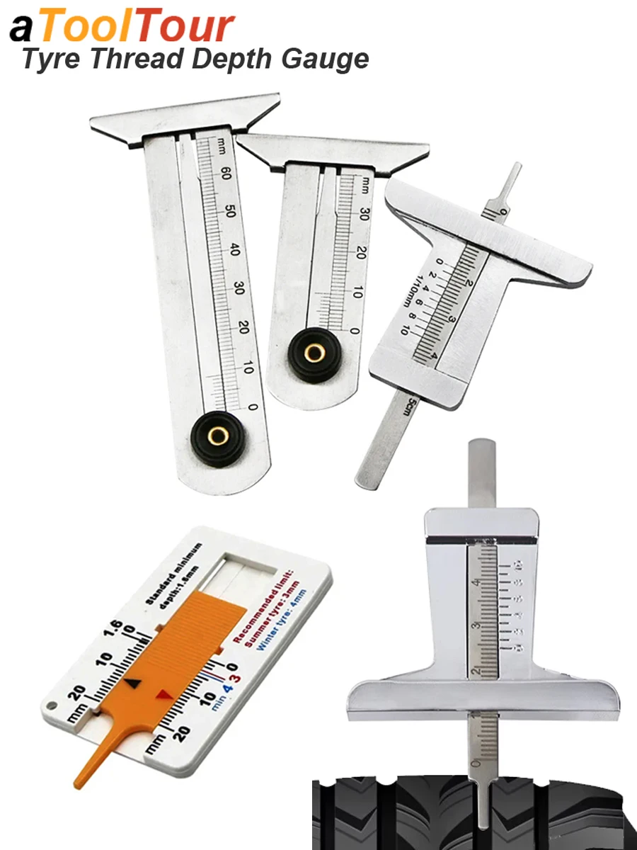 Reifen tiefen messer Messgerät Reifen gewinde Bremssattel Prüfer Lineal Manometer Nut Messwerk zeug Edelstahl Auto Auto LKW Depthometer – Detail 3