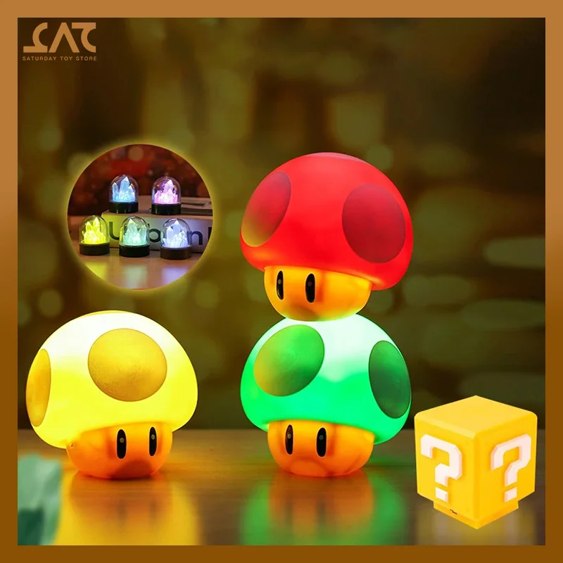 

Светодиодные ночники Super Mario Kawaii, лампа в виде грибов, отметка вопроса, лампы со звездами, Usb-зарядка, ночник для детской спальни
