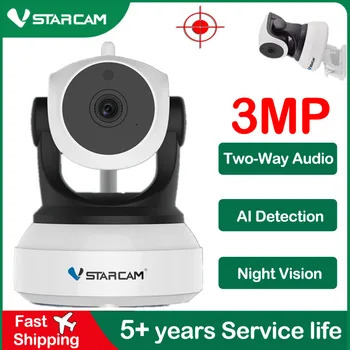 Vstarcam C24S Telecamera IP WiFi HD 1080P 3MP, Telecamera di Rete PTZ 1080P, Telecamera CCTV WiFi con Scheda SD, Telecamera per Bambini con Visione Notturna a Infrarossi
