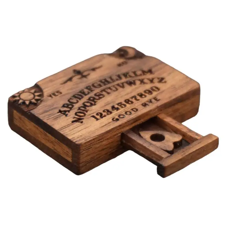 Mini Ouija Board With Drawer Wooden Miniature Spirit Board Miniatures With Planchettes Emotional Love Drawer Home Decoration