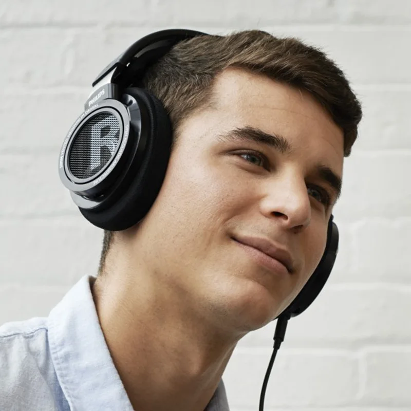 전문가용 HiFi 스테레오 오버이어 헤드셋 필립스 저저항 32옴 휴대폰/노트북으로 쉽게 구동 가능 앰프 필요 없는 음악 헤드폰