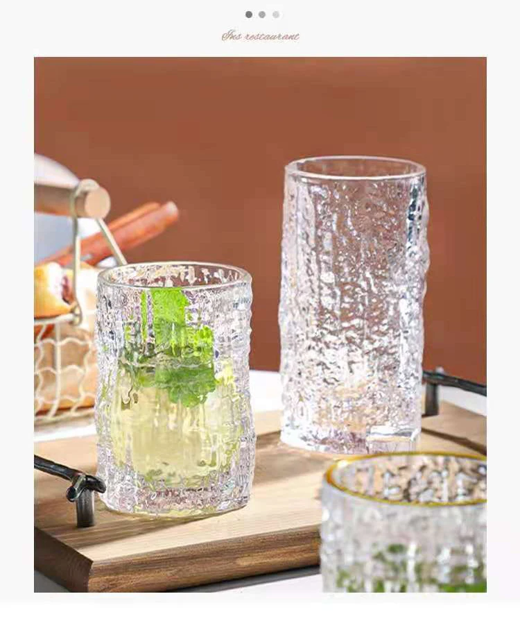 Ice Texture Gold Trimmed Crystal Drink Glass 300 &Amp; 400Ml