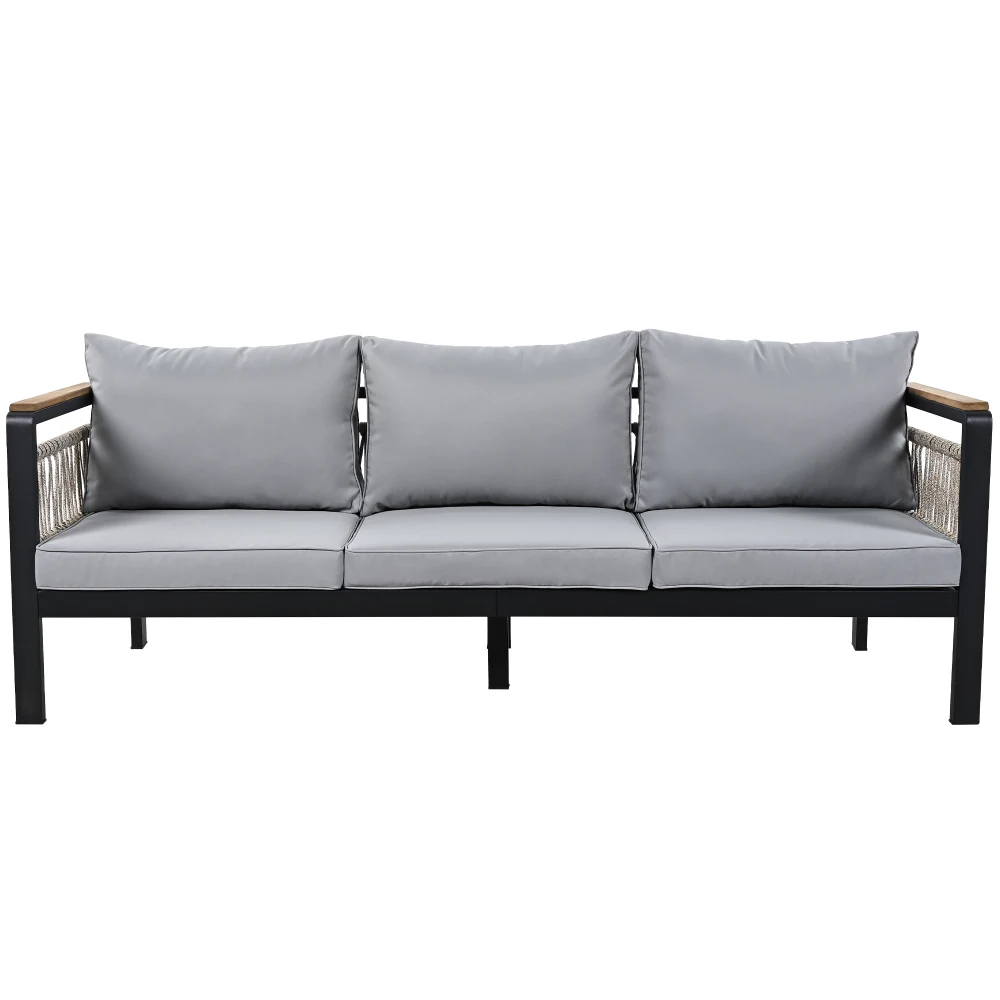 4 Pieces Outdoor Sectional Sofa Set 5-person Patio Seating Group Outdoor Cnversation Set with Cushions and a Coffee Table