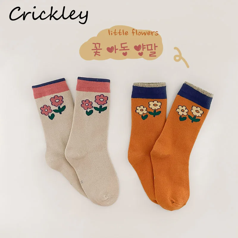 

2Pairs/lot Princess Girls Socks Spring Autumn Cute Flowers Pattern Socks For Toddler Kids Soft Cotton Children Socks 1-8T