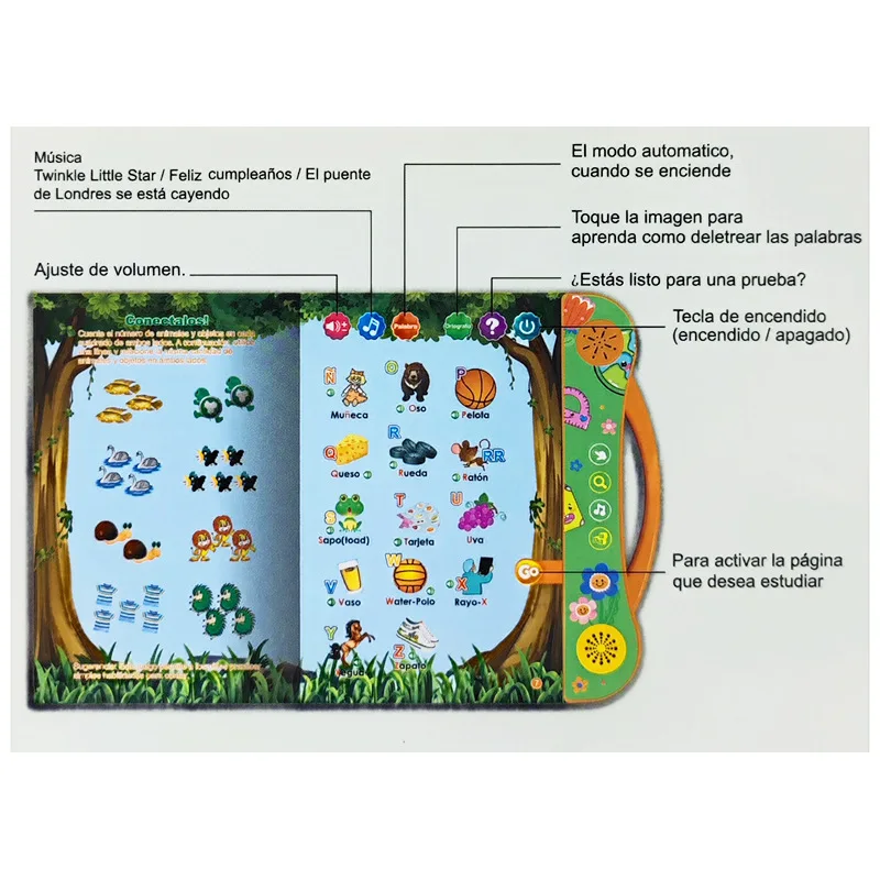 2-in-1 Spanish English Sound Board Books Interactive Talking Books Early Educational Reading Toys For Toddlers Boys Girls educational learning toy alphabet educational toys