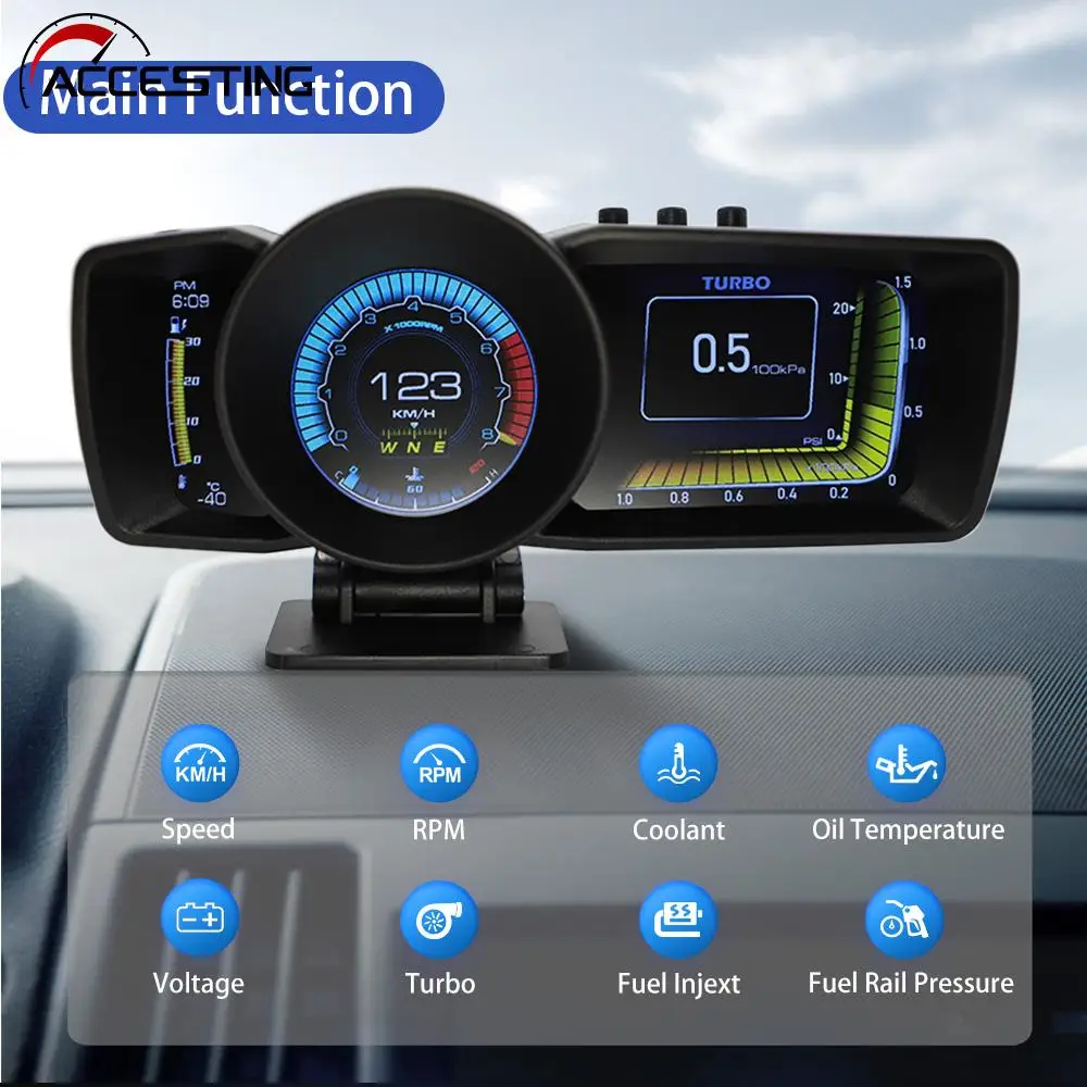 New 2022 Car Hud Multifunction Dashboard Head Up Display Obd2+gps