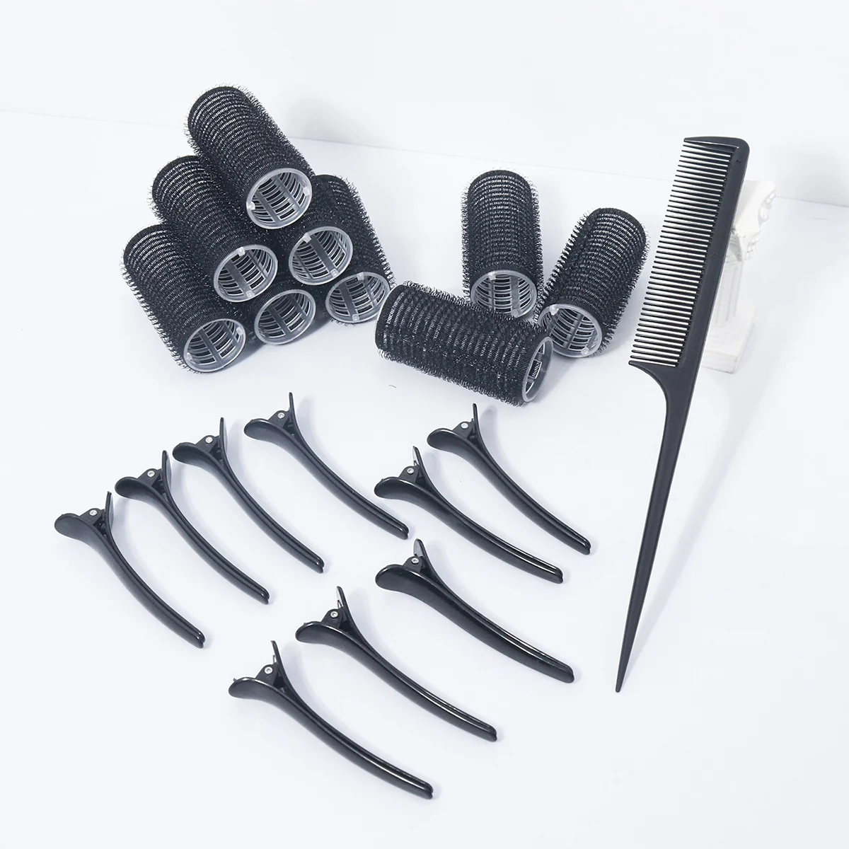 Styling Hair Accessory Kit Heatless Curler Duckbill Clip Pointed Tail Fine Tooth Comb For Real Hair Wigs 19pcs