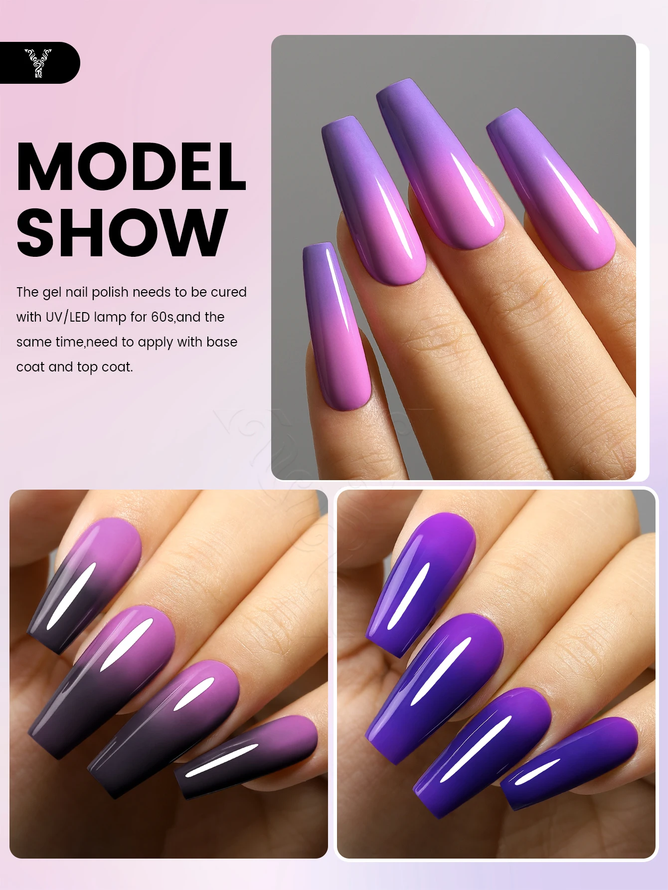 YOKEFELLOW Thermal Gel Nail Polish Set 10ml 6Pcs Color Changing Temperature Soak Off UV LED Gel Varnish for Manicure Art DIY 5