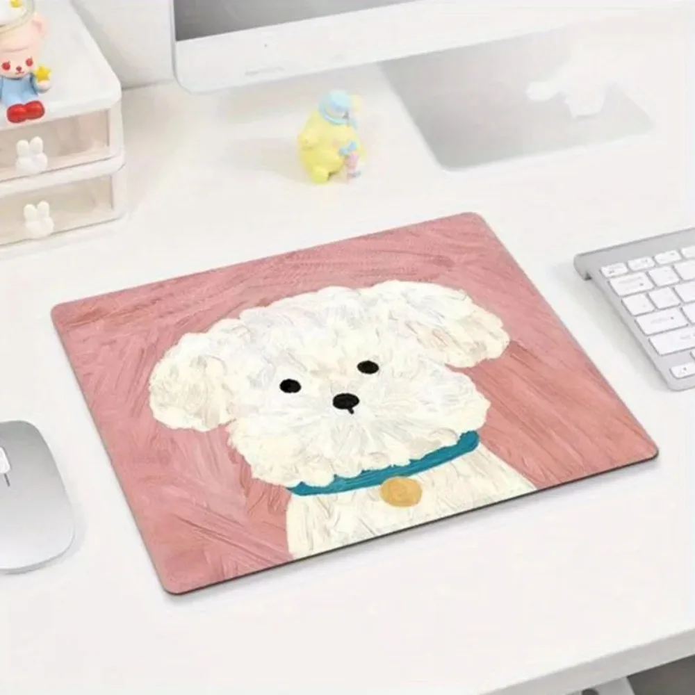 Charming Puppy Mouse Pad with Anti-Slip Rubber and Durable Stitching