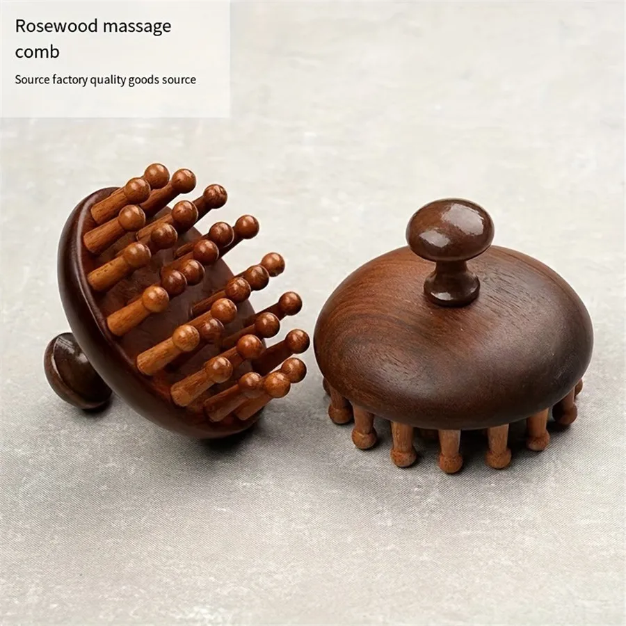 Ergonomic Mahogany Scalp Massager For Full Body Relaxation_voghion.com
