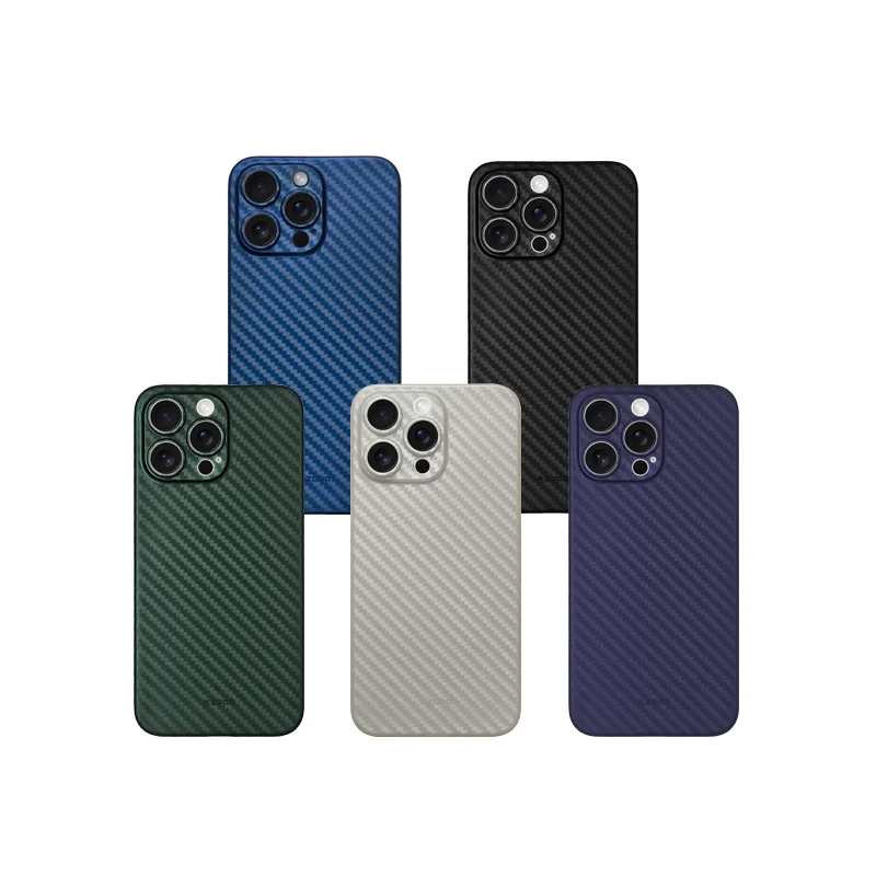 KZDOO Air Carbons Fiber Pattern Thin Lightweight Slim 0.4mmThickness Titanium Grey Shell Case For iPhone15/15plus/15pro/15promax 6