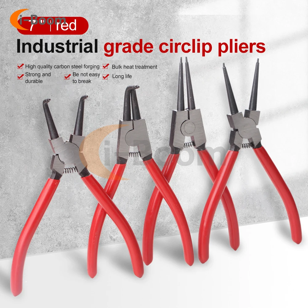 7 Inch Snap Ring Pliers Set - 4PC Internal/External Circlip Pliers With Roll Bag