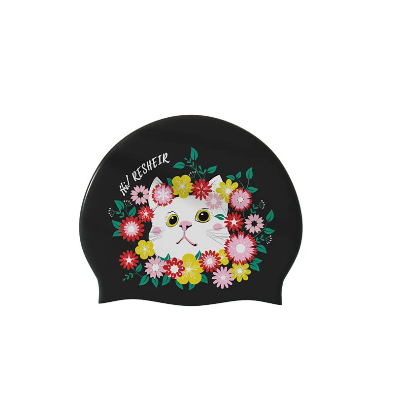 Fashionable printed waterproof adult swimming cap, silicone swimming cap 5