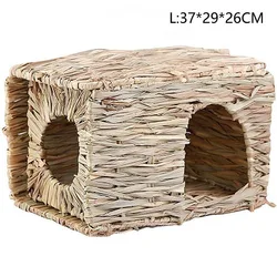 Foldable Woven Grass Mat Bed & Toy (Cage L 37x29x26cm)