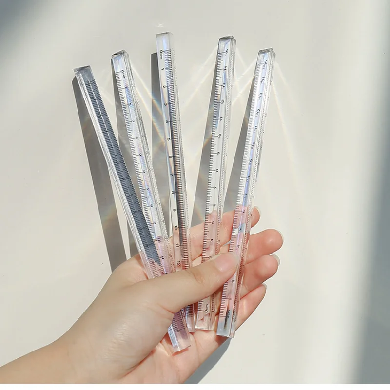 15/20cm Transparent Triangle Ruler Straight Ruler Drawing Measuring Drafting Tools Cute Stationery Office School Supplies 1 pc simple style creative transparent mitsubishi rulers stationery school supplies straight ruler student 15cm drafting tools