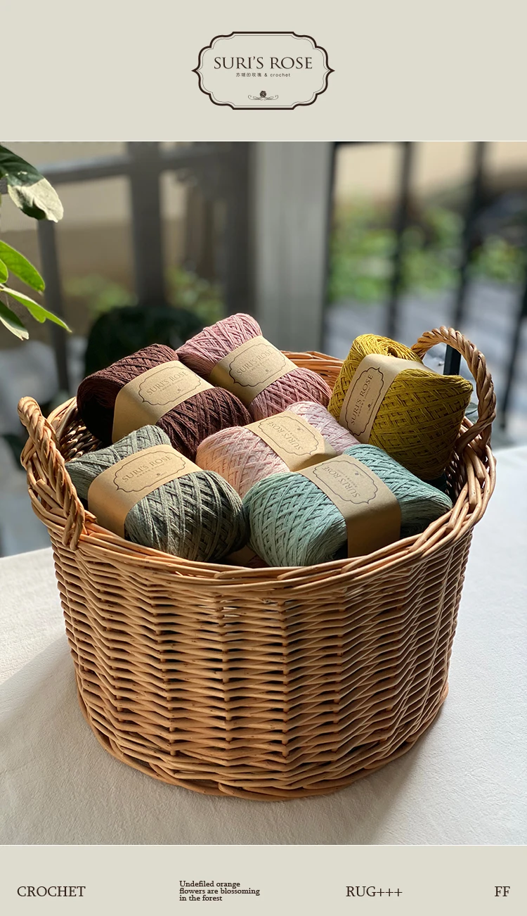Mehrsträngiger Faden aus reiner Baumwolle, mittlere und dicke Hand-Häkeldecke, Tasche, Pullover, Schal, Wolle, DIY-Material, Tasche, 100 g – Detail 1