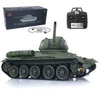 2.4G HENG LONG 1/16 Scale 7.0 Plastic Ver Soviet T34-85 RTR Army RC Tank Model 3909 Engine Proportion Smoke BB Shoot TH17764 2