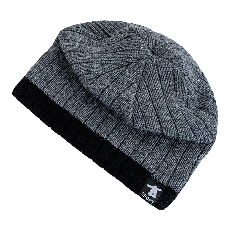 Neue Stil Unisex Winter Hüte Kappe Plüsch Fell Gefüttert Warme Streetwear Mützen Für Mann Frau Casual Winter Skifahren Kappe Gestrickte Hüte – Detail 7