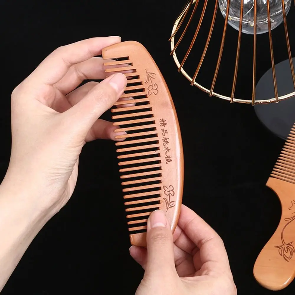 Wood Wooden Scalp Combs Narrow Tooth Anti-Static Head Acupuncture Point Massage Comb Carve Designs Traditional