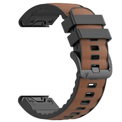 Premium Leather & Silicone Quick Fit Watchband - 22mm/26mm - Versatile & Durable Strap - QuickFit 26mm (Brown)
