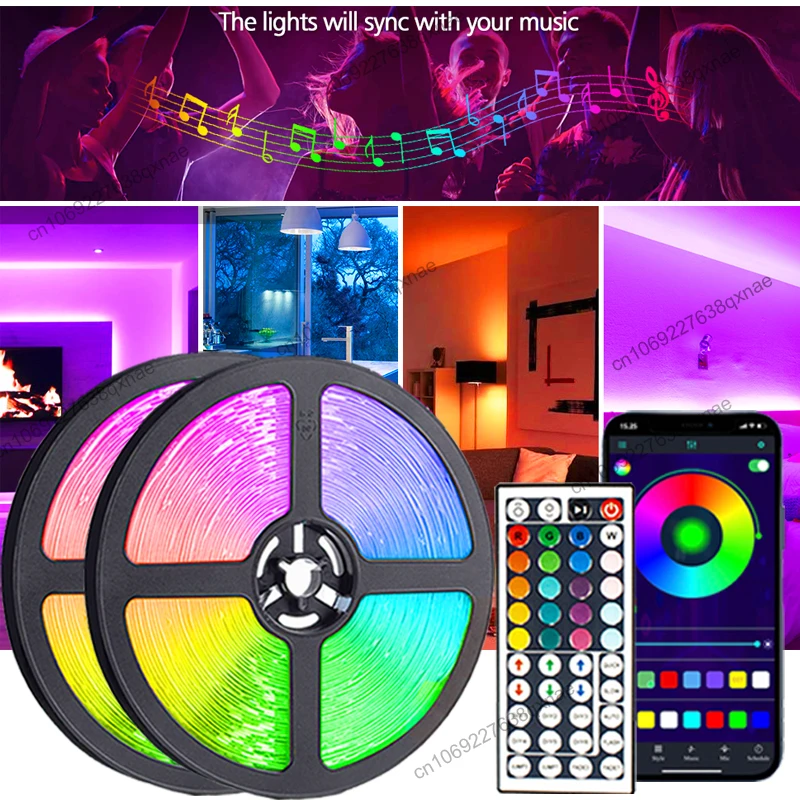 DuDu 100ft Led Strip Lights RGB SMD5050 Usb Music Sync Bluetooth Led Lights for Bedroom Room Decoration Neon Light Flexible Lamp