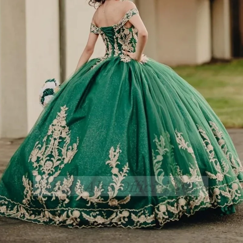 Saudi Emerald Green Quinceanera Dresses Lace Appliques Sweet 16 Dress Prom Birthday Party Gown 14 15Vestidos De XV Anos